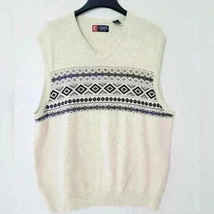 Chaps Sweater vest Mens size XL V-Neck Oatmeal Sleeveles Lightweight 100…